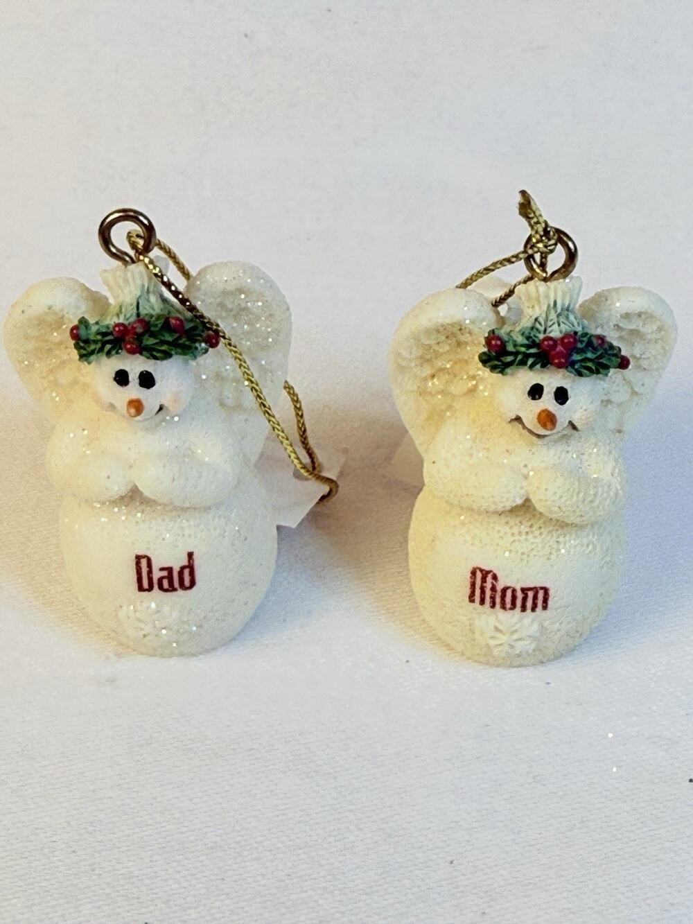 Ganz Snowman Angel Mini Mom & Dad Resin Ornaments